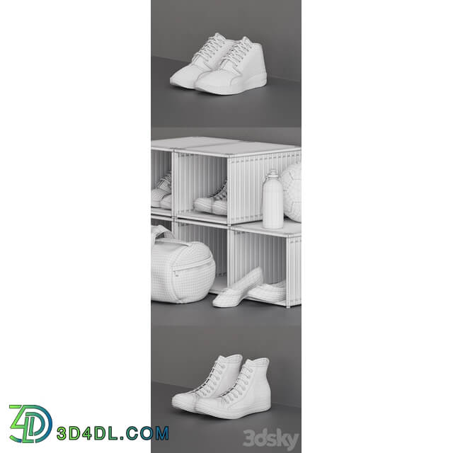 Spanst Shoes Boxes Footwear 3D Models