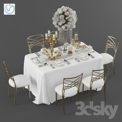 Table Chair Wedding table for 6 persons 3 Vray 