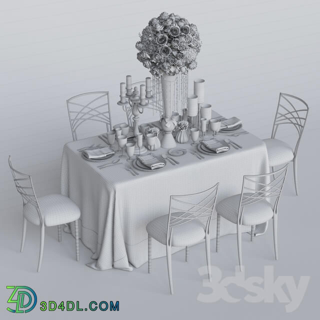 Table Chair Wedding table for 6 persons 3 Vray