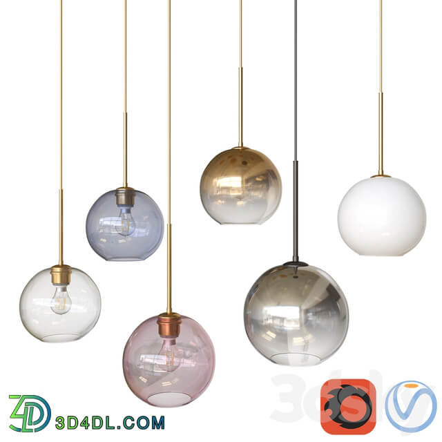 Sculptural Glass Globe Pendant small Pendant light 3D Models