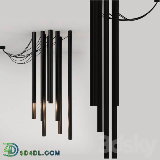 TUBE black 8 Pendant light 3D Models