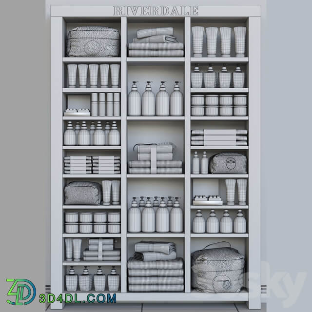 Cabinet with white cosmetics for beauty salons 2 3D Models