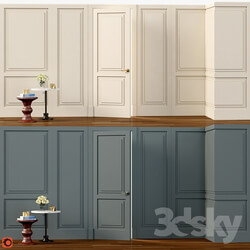 Wall molding. Boiserie classic panels with door 