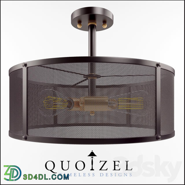 Union Station 3 Light Semi Flush Mount by Quoizel Pendant light 3D Models