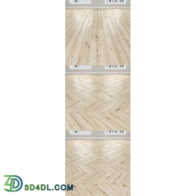 Wood Parquet Larch is white 3 types. Christmas tree linear chevron.