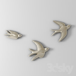Other decorative objects Decor Flying Birds In The Flower Pewter 