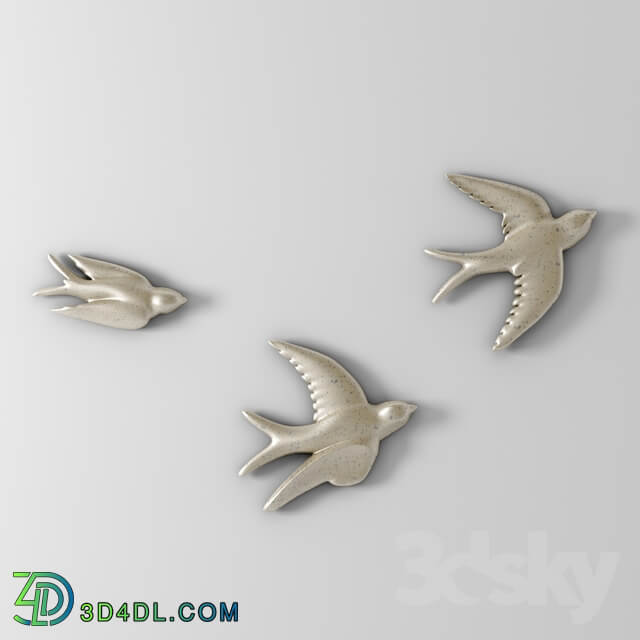 Other decorative objects Decor Flying Birds In The Flower Pewter
