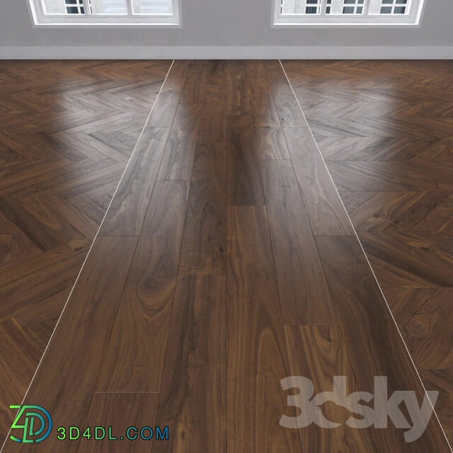 Wood Parquet American walnut 3 kinds herringbone linear chevron.