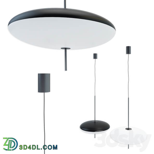 Gino Sarfatti Model No. 2065 Ceiling Light in Black and White Pendant light 3D Models