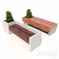 Street benches with plants 3D Models 
