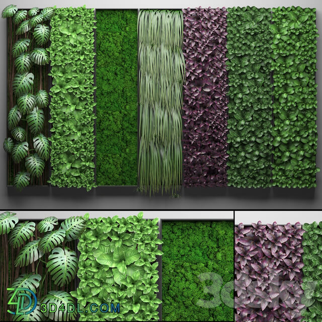 Vertical garden 21.Seven separate modules phytowall phytomodule wall decor landscaping Fitowall 3D Models