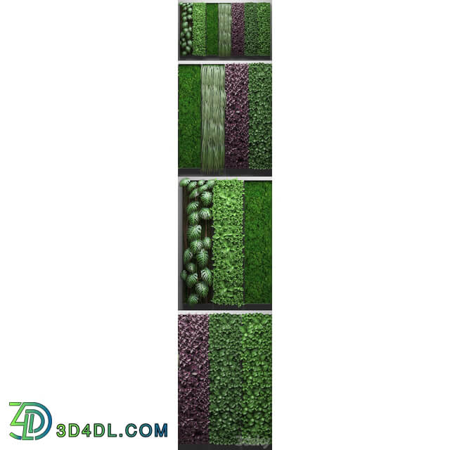 Vertical garden 21.Seven separate modules phytowall phytomodule wall decor landscaping Fitowall 3D Models