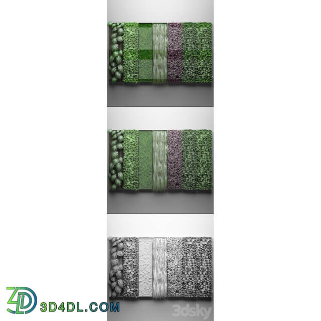 Vertical garden 21.Seven separate modules phytowall phytomodule wall decor landscaping Fitowall 3D Models