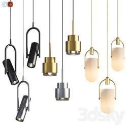 Three Pendant Hanging Light Set 01 Pendant light 3D Models 