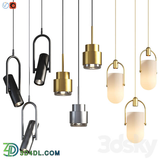 Three Pendant Hanging Light Set 01 Pendant light 3D Models