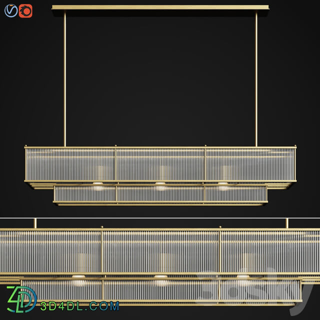 Marais Linear Chandelier 60 Restoration Hardware Pendant light 3D Models