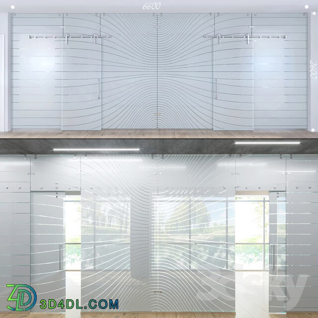 Glass partition with sliding doors 3