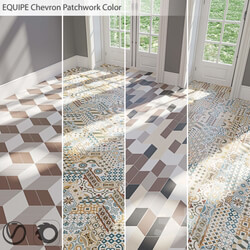 EQUIPE Chevron Patchwork Color Blanco Crema Gris Marron Negro 