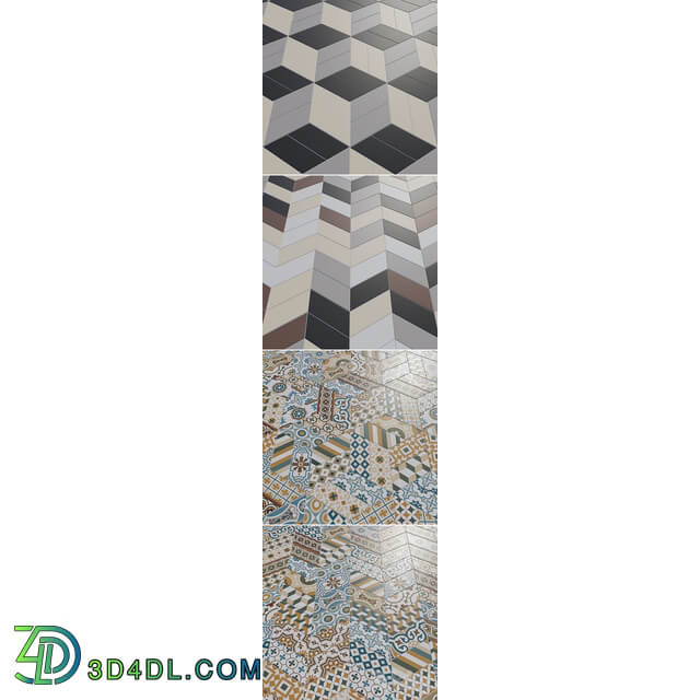 EQUIPE Chevron Patchwork Color Blanco Crema Gris Marron Negro