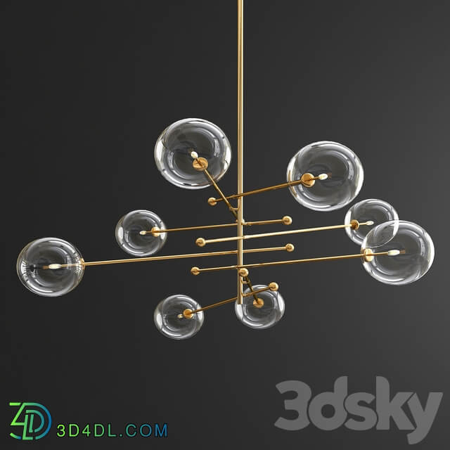 Glass Globe Mobile 8 Arm Chandelier Gold Pendant light 3D Models