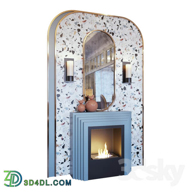 Fireplace sconce decor mirror and murals terrazzo murals Fireplace sconce mirror and decor memphis 01 YOU 