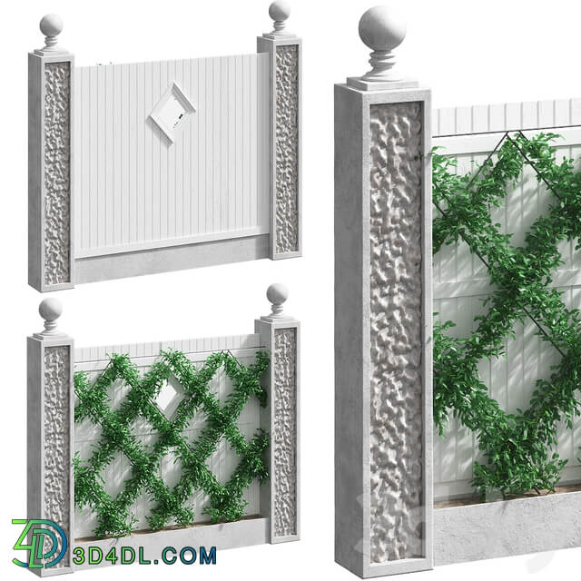 Fence with landscaping 3D Models