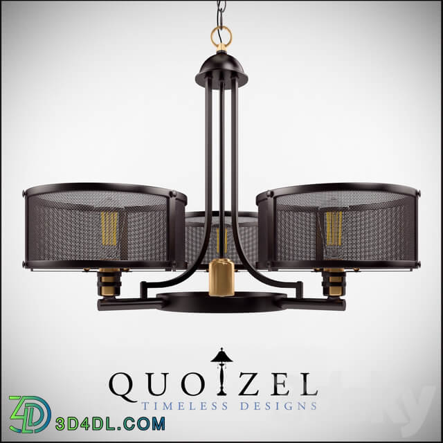 Union Station 3 Light Drum Chandelier by Quoizel Pendant light 3D Models