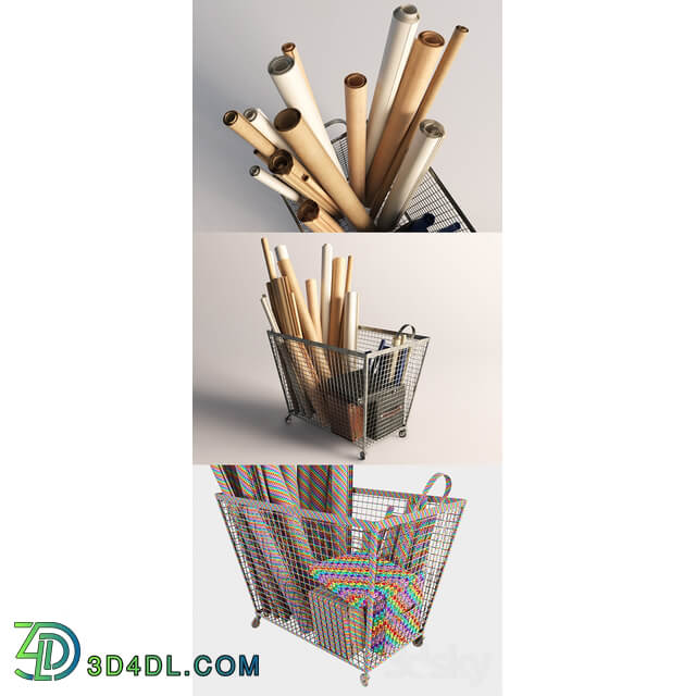 Iron basket with paper
