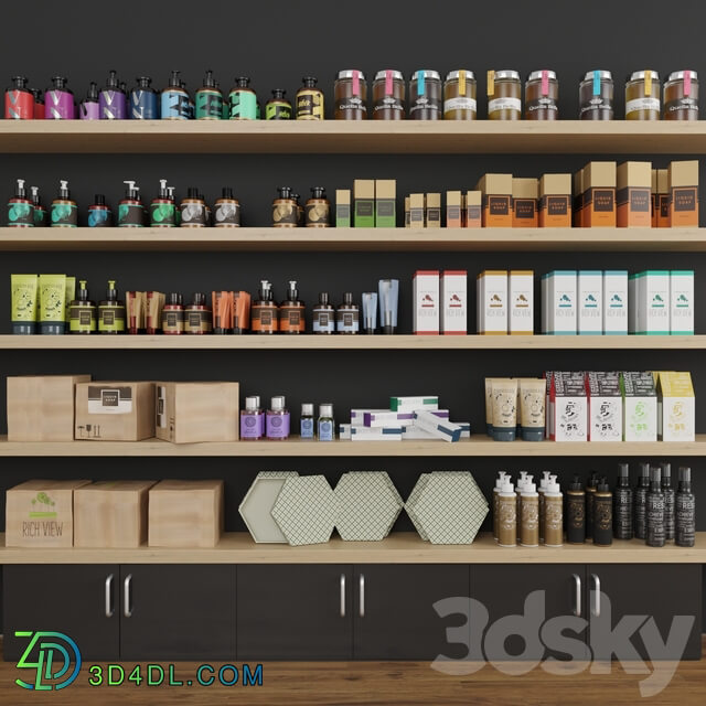 Collection set of cosmetics for beauty salons or shops. Make up 3D Models