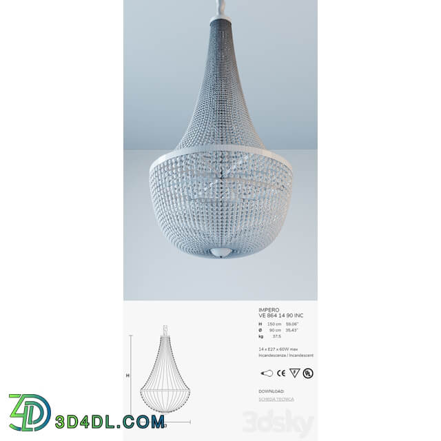 Masiero IMPERO VE 864 14 90 INC. Height 1.5 m Pendant light 3D Models