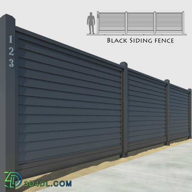 Black siding fence 3D Models