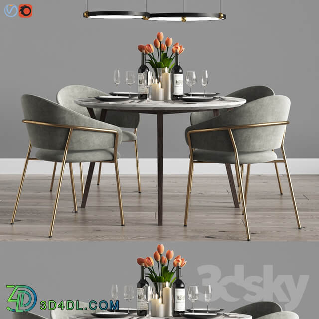 Table Chair Modern Dinning Set 9