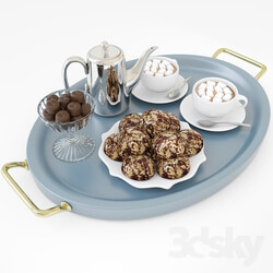 Hot chocolate on a tray 