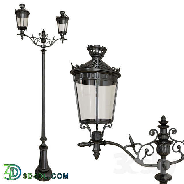 Wrought iron street lamp