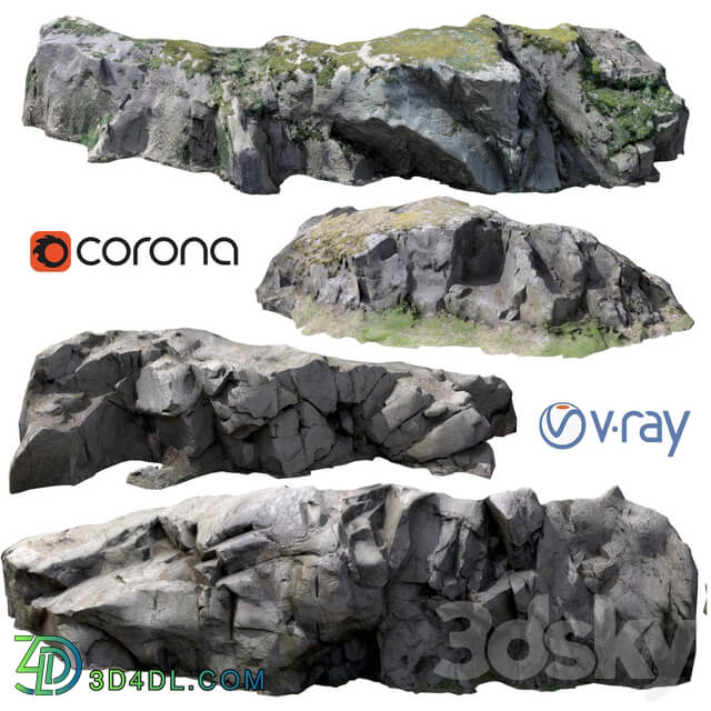 Rocks and cliff 3D Models