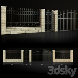 Fence with gate and wicket 4 3D Models 