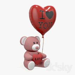 bear teddy plush toy with heart and balloon 