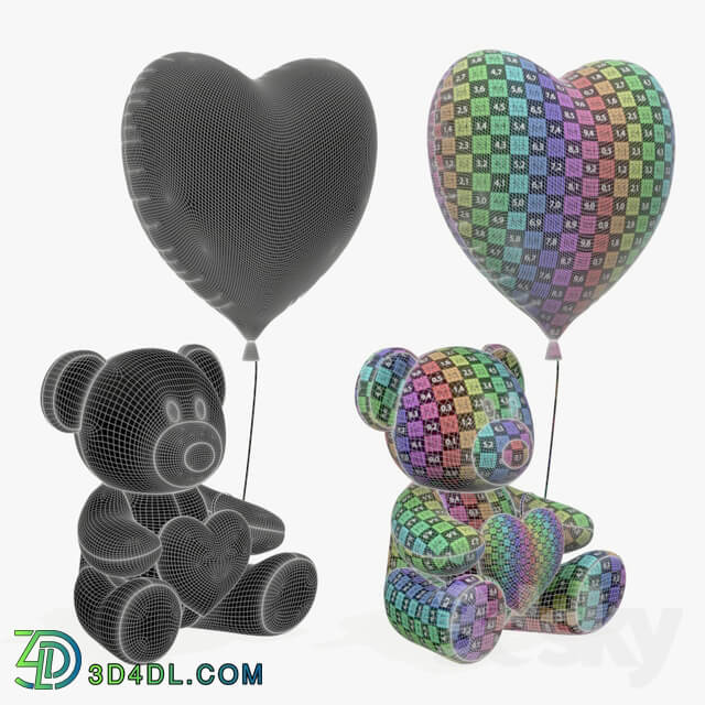 bear teddy plush toy with heart and balloon