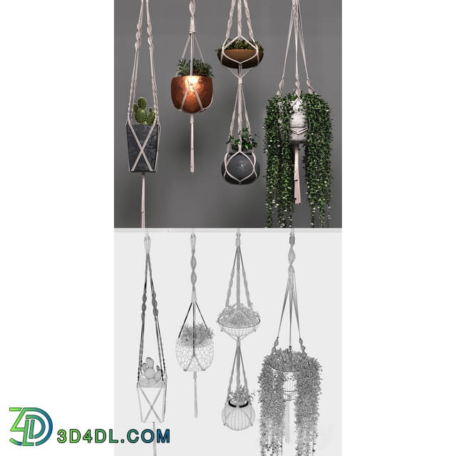 Decorative set of hanging pots
