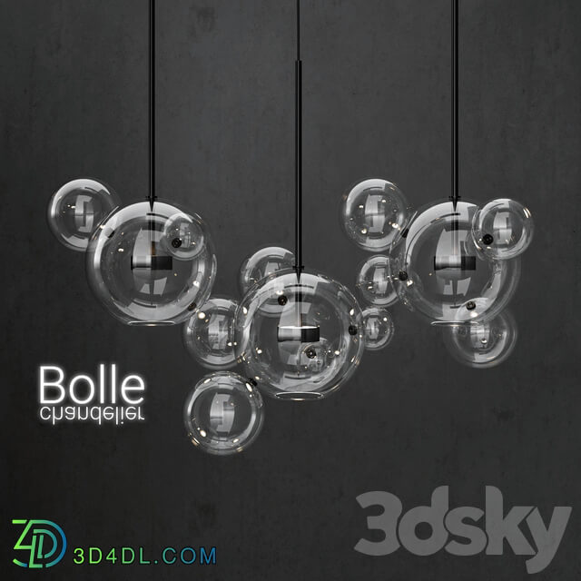 G C Bolle 14 Bubble CLEAR BLACK Pendant light 3D Models