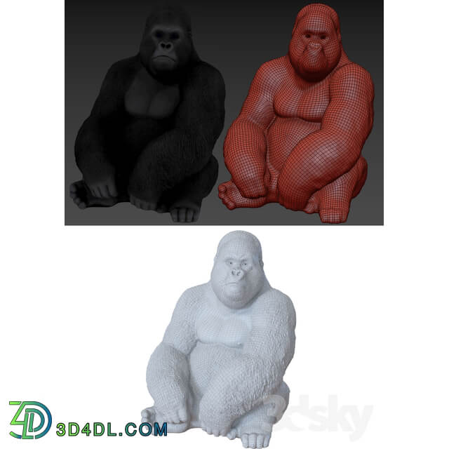 Deco Figurine Monkey Gorilla Side XL