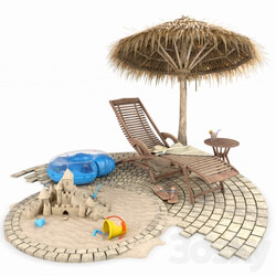 Summer Beach and Pool Set Other 3D Models 