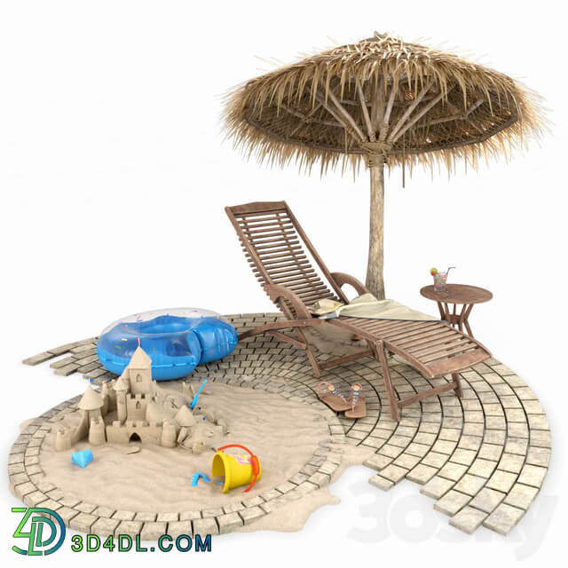 Summer Beach and Pool Set Other 3D Models