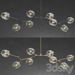 Branching bubble 8 lamps Gold and Black metal Pendant light 3D Models 