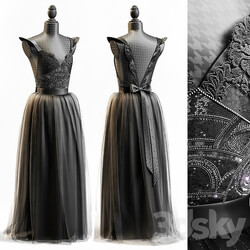 BLACK WEDDING DRESS Clothes 3D Models 