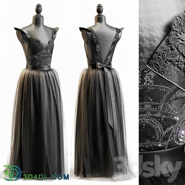 BLACK WEDDING DRESS Clothes 3D Models