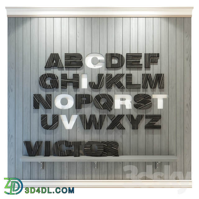 Miscellaneous Panel to the nursery. Alphabet English gray