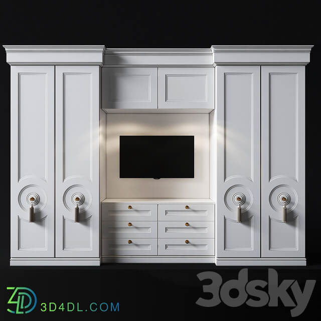 Wardrobe with TV area in the bedroom 3D Models