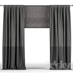 Black curtains in two shades black Roman curtain. 