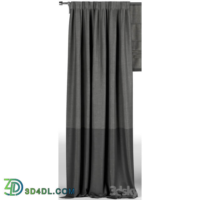 Black curtains in two shades black Roman curtain.